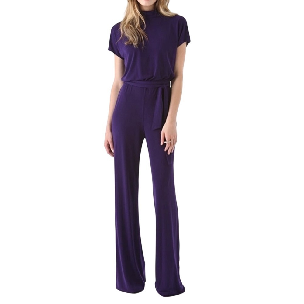 Rachel Zoe Naomi Dolman Jumpsuit Open Back Wide Leg Royal Purple Size P *No Tie*